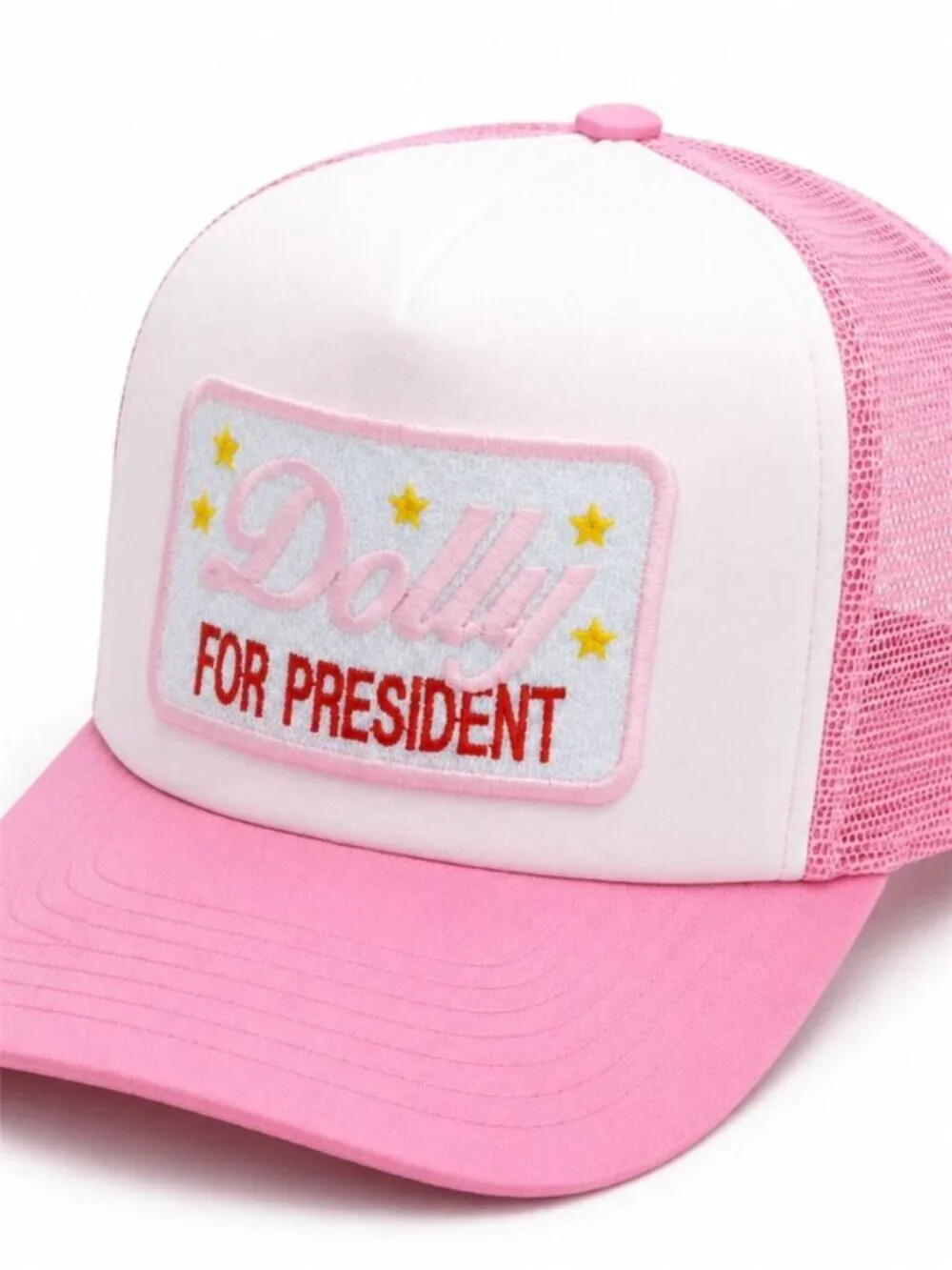 Dolly For President Embroidered Patch Pink Richardson 112 Trucker Hat New Retro